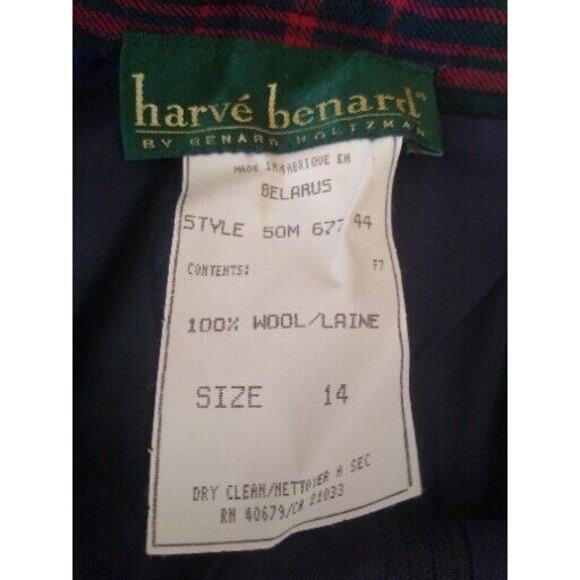 Vintage Deadstock Harve Benard Pleated Wool Plaid Trousers Sz14 80s 90s Academia - Picture 4 of 5